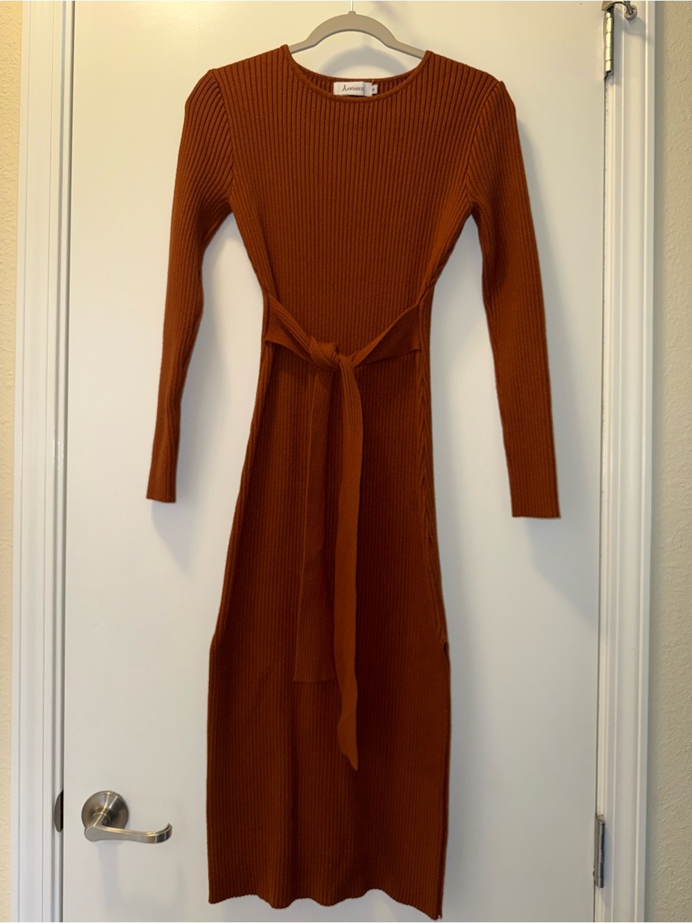 ANRABESS ribbed knit midi dress
